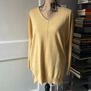 Dreamers soft extra long yellow v neck sweater M/L